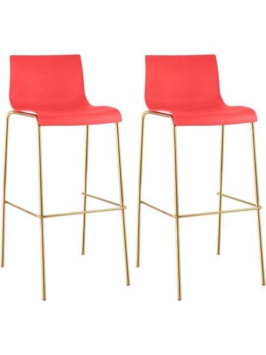 Sada 2 barových stoličiek Hoover plastová 4-stopová zlatá, červená