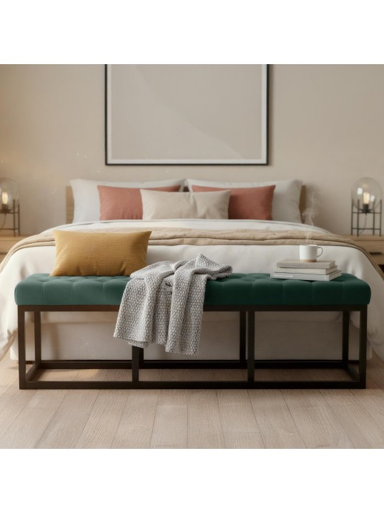 Lavička Polson zamatová 150 cm, zelená