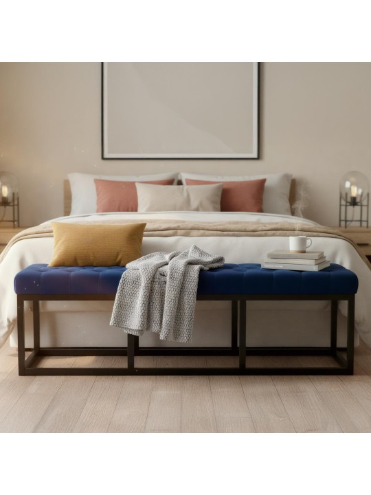 Lavička Polson zamatová 150 cm, modrá