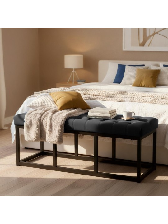 Lavička Polson zamatová 120 cm, čierna