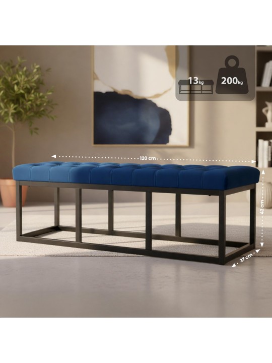 Lavička Polson zamatová 120 cm, modrá Lavička Polson zamatová 120 cm, modrá