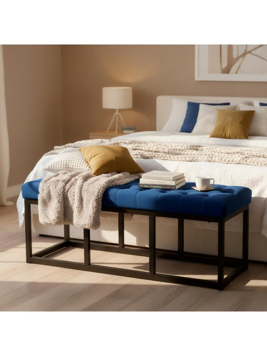 Lavička Polson zamatová 120 cm, modrá Lavička Polson zamatová 120 cm, modrá