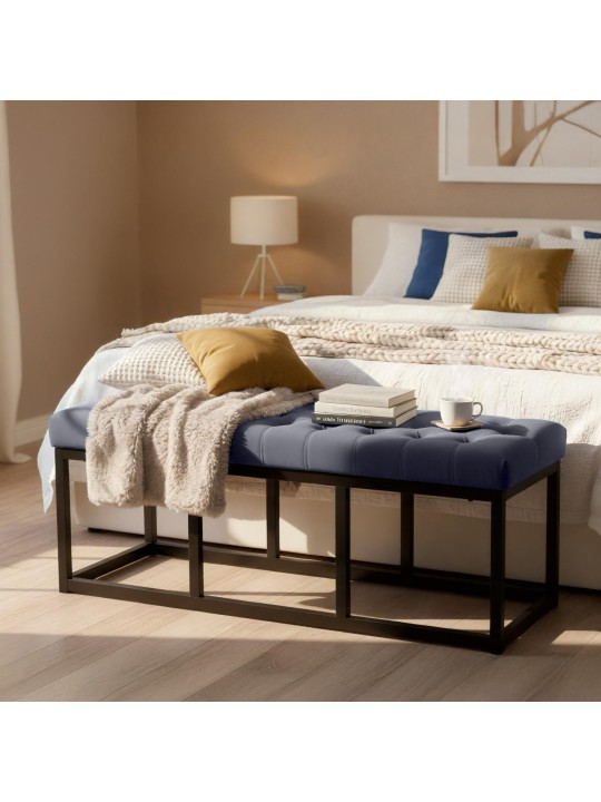 Lavička Polson zamatová 120 cm, sivá