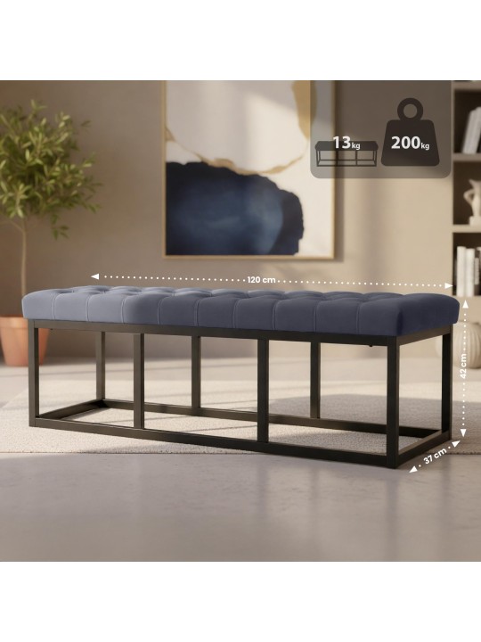 Lavička Polson zamatová 120 cm, sivá