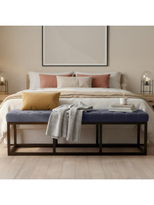 Lavička Polson zamatová 150 cm, sivá