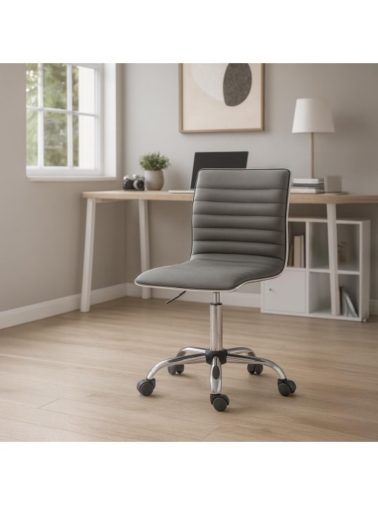 Pracovná stolička Alamosa z umelej kože, sivá