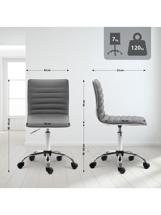 Pracovná stolička Alamosa z umelej kože, sivá