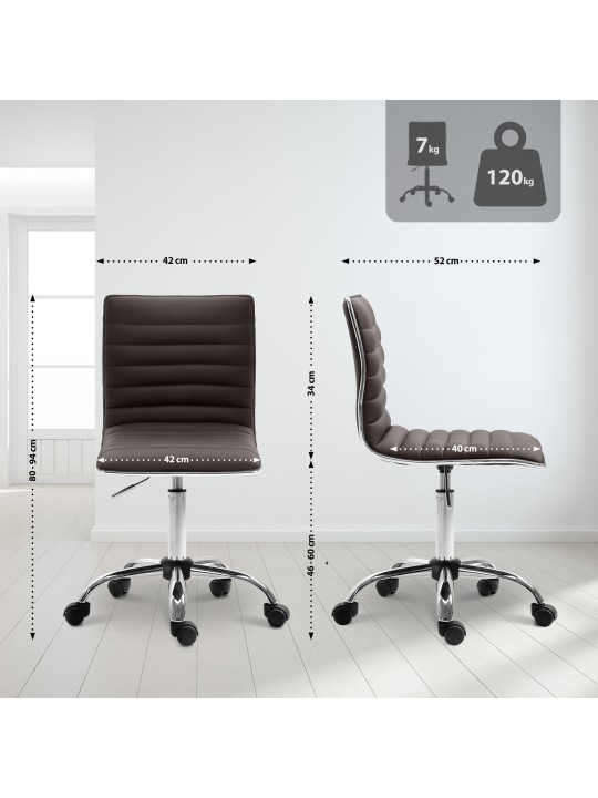 Pracovná stolička Alamosa z umelej kože, hnedá
