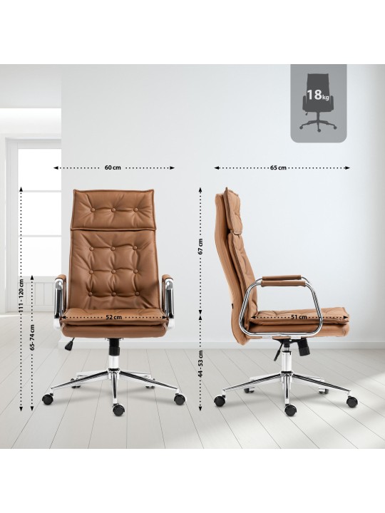 Kancelárske kreslo Sotira pravá koža, svetlohnedá Kancelárske kreslo Sotira pravá koža, svetlohnedá