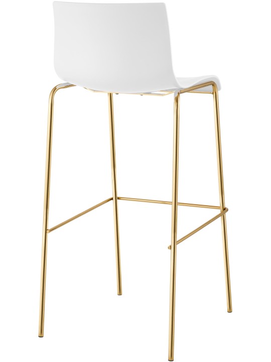 Barová stolička Hoover plastová 4 stopy zlatá, biela