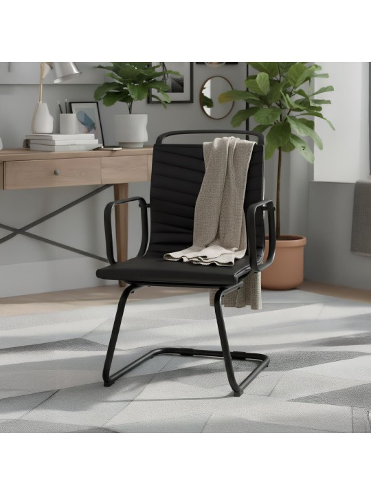 Kreslo pre návštevy Tomkin z umelej kože, čierna