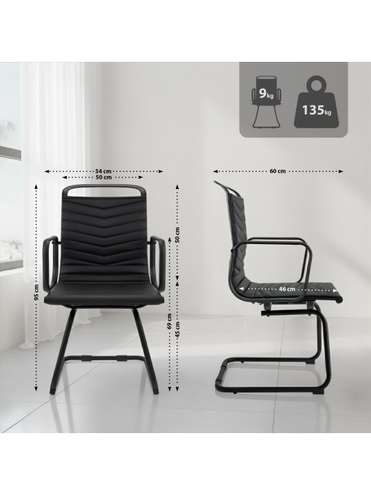 Kreslo pre návštevy Tomkin z umelej kože, čierna