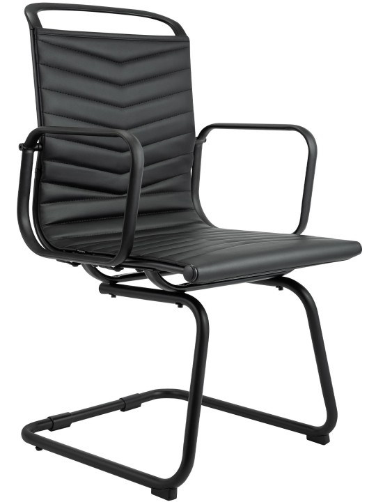 Kreslo pre návštevy Tomkin z umelej kože, čierna