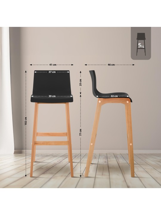 Barová stolička Hoover Natura 4-stopový rám, čierna