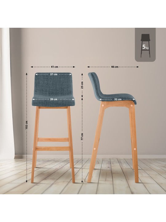 Barová stolička Hoover látka Natura, modrá