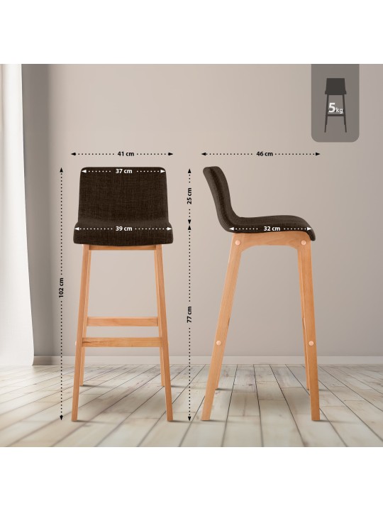Sada 2 barových stoličiek Hoover látka Natura, hnedá