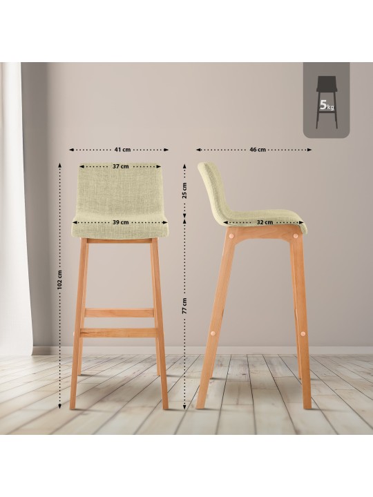 Sada 2 barových stoličiek Hoover látka Natura, krémová