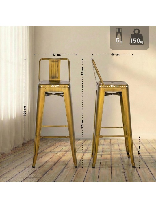 Barová stolička Mason, zlatá