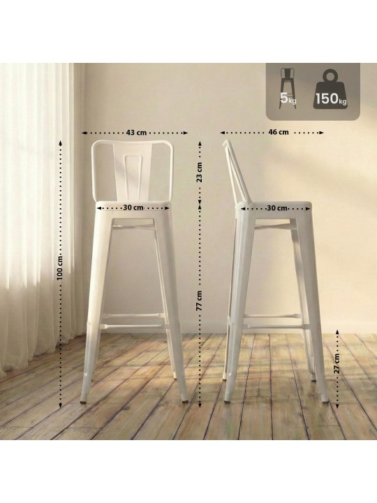 Barová stolička Mason, biela