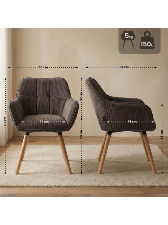 Stolička do jedálne Vienna Cord natura, hnedá