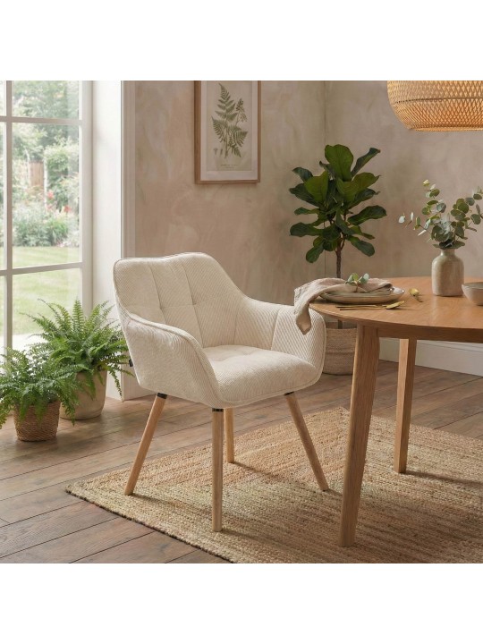 Stolička do jedálne Vienna Cord natura, krémová