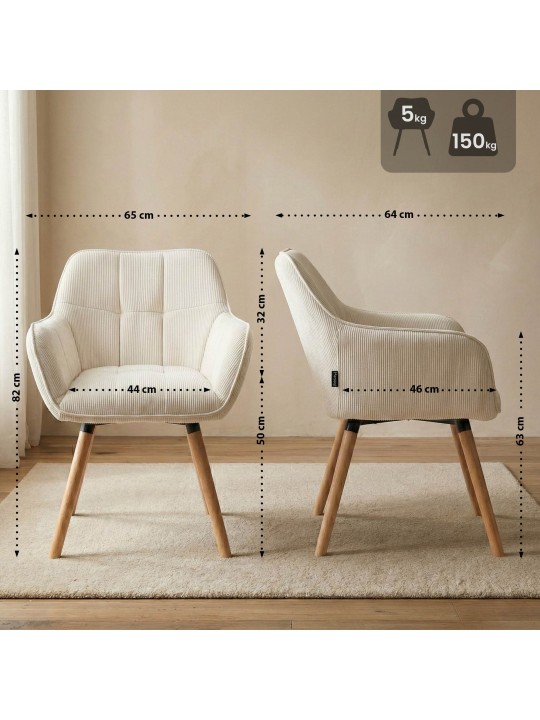 Stolička do jedálne Vienna Cord natura, krémová