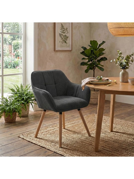 Stolička do jedálne Vienna Cord natura, tmavosivá