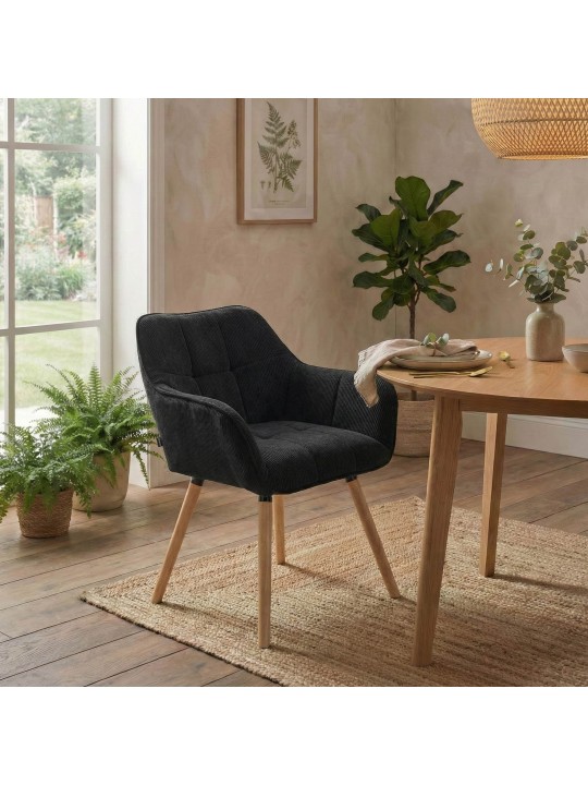 Stolička do jedálne Vienna Cord natura, čierna