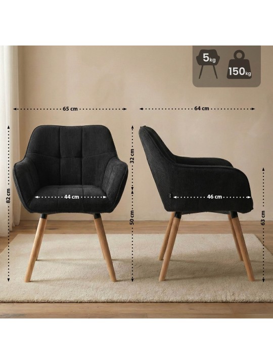 Stolička do jedálne Vienna Cord natura, čierna